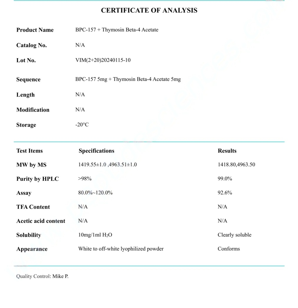 COA BPC-157, TB-500 10mg (Blend)